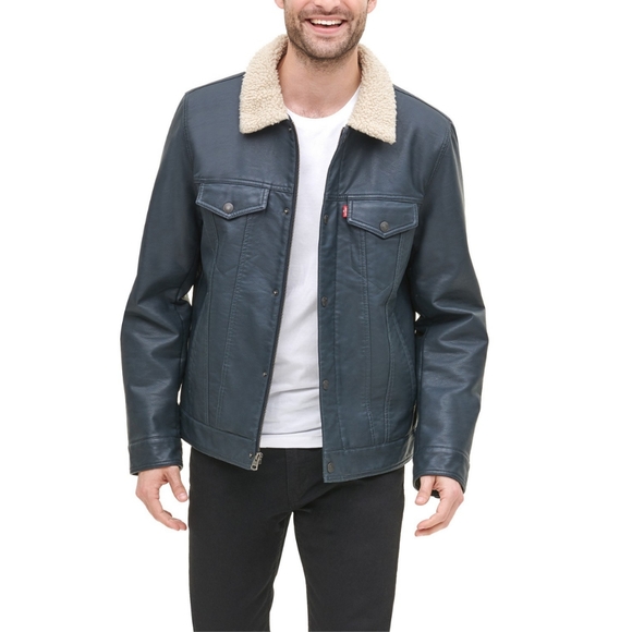 LEVI'S MEN FAUX LEATHER TRUCKER JACKET - Picture 10 of 10